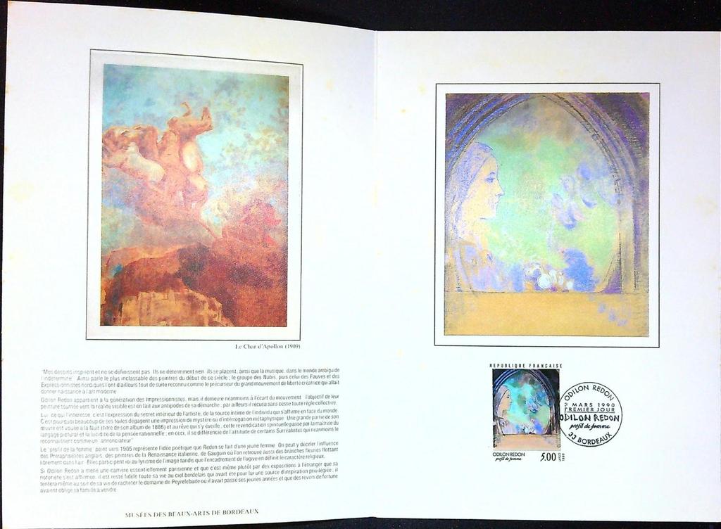 Odilon Redon Enveloppe Dépliant Timbre 1er jour Encart Fdc Yvert et Tellier