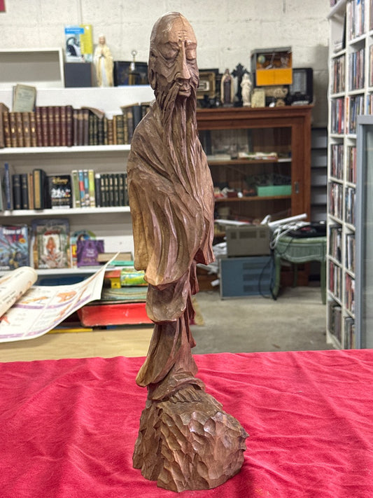 Statue en bois – Falcon – Ornements – Sage asiatique sculpté marron