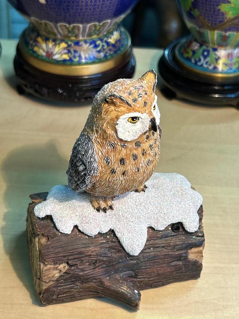 Statuette sculpté Chouette / Hibou poser sur une branche