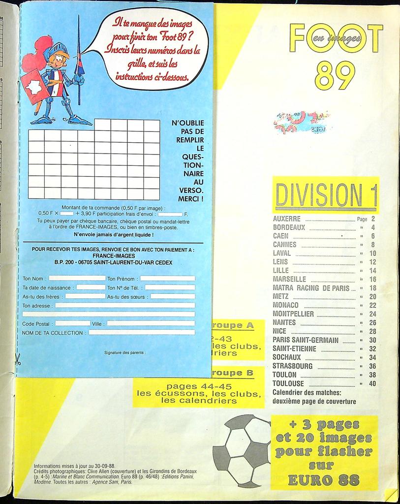 Album Panini Foot 89