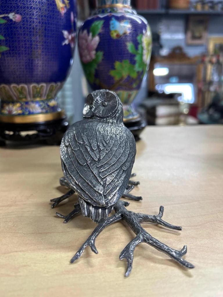 Statuette En Etain Chouette / Hibou