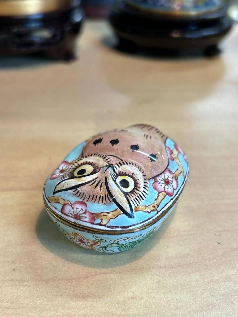 Boite vintage en email Chouette / Hibou