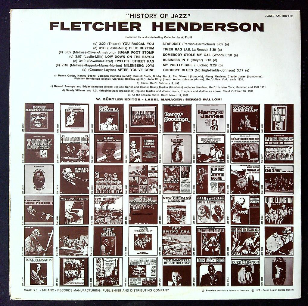 Vinyle Fletcher Henderson History of Jazz Joker noir