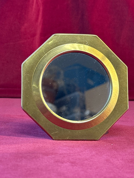 Petit miroir mural octogonal à glace ronde, métal doré, 10 cm