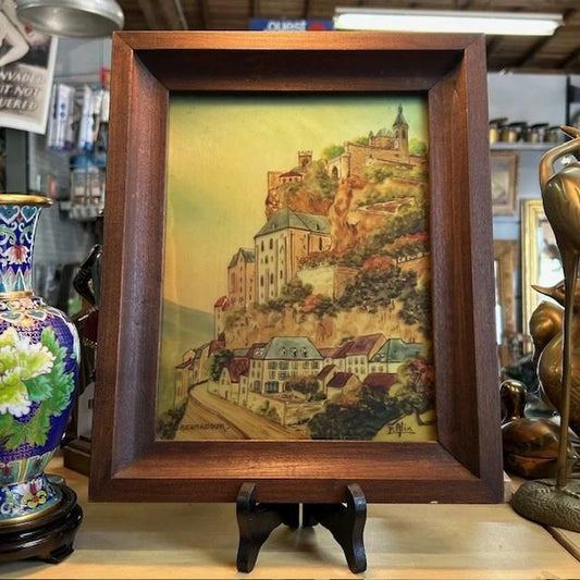 Tableau peinture sous / sur verre représentant Rocamadour