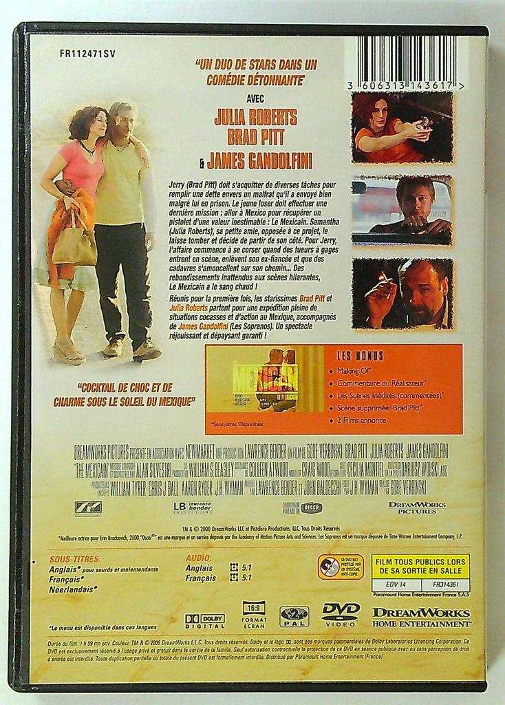 Dvd Le Mexicain Brad Pitt Julia Roberts Dreamworks