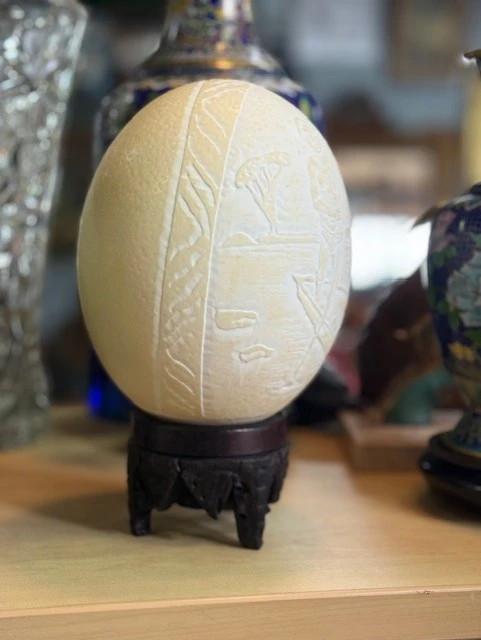 Oeuf D'autruche Gravé – Objet De Décoration