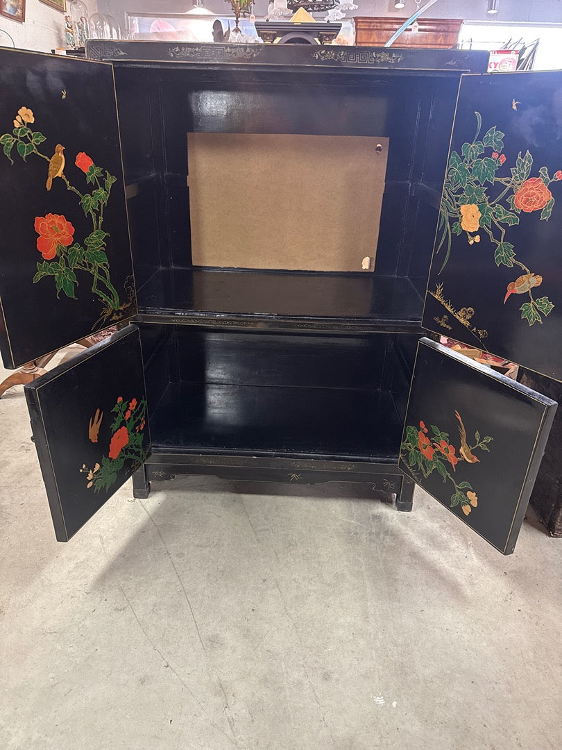 Armoire chinoise noire incrustations – Meuble vintage