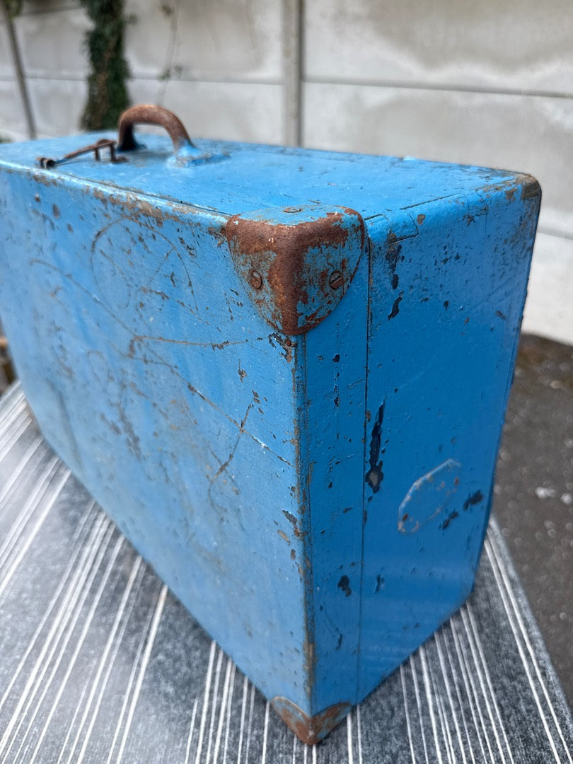 Valise en bois – Coulier Auguste – Bagagerie – Bleue vintage