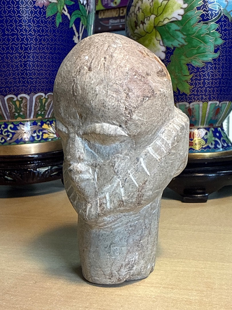 Sculpture en pierre – Vintage – Déco – Tête sculptée