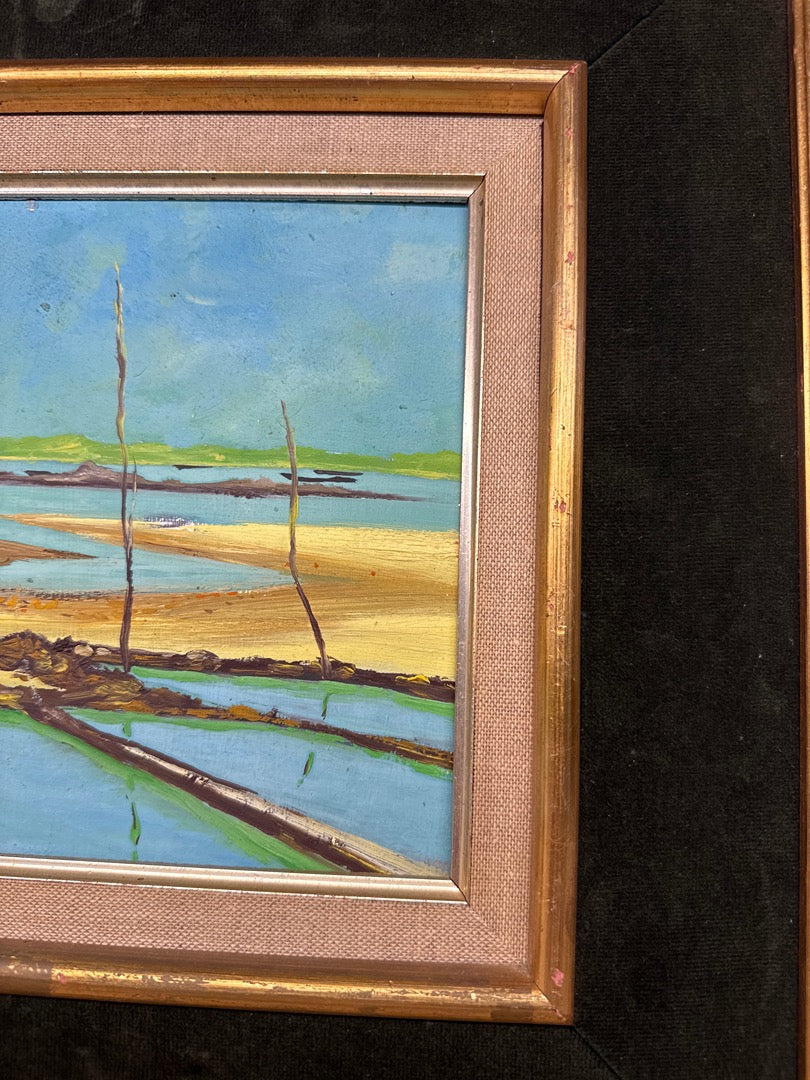 Tableau – J. Crassin – Peinture – Paysage marin marée basse