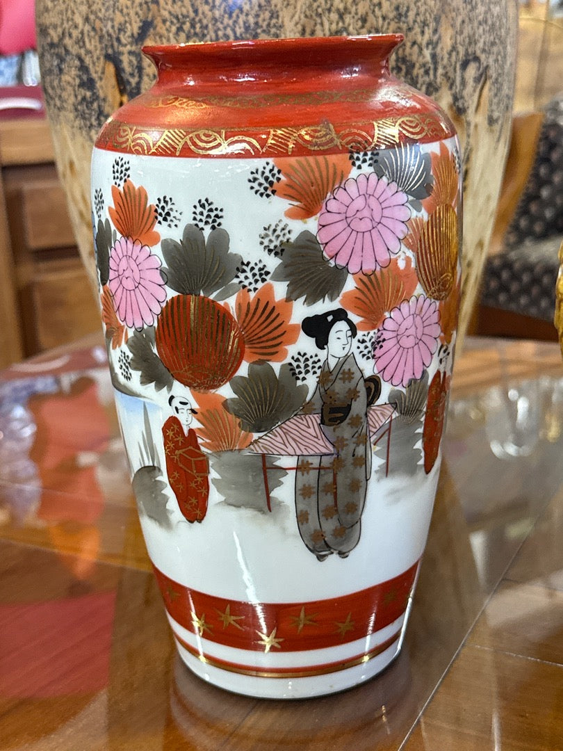 Vase Kutani – Porcelaine – Ornements – Rouge et or