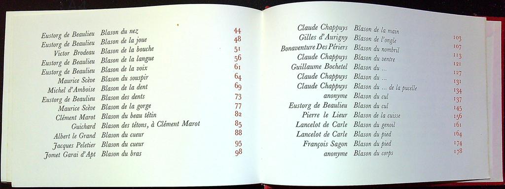 Livre – Les Blasons du corps féminin – Littérature – Poésie