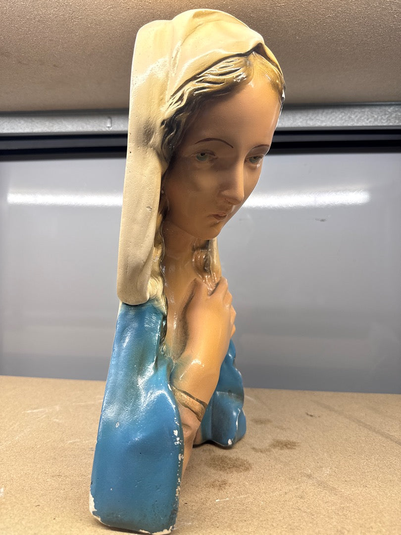 Grand Buste De Vierge – Bibelots – Statue En Plâtre Vintage