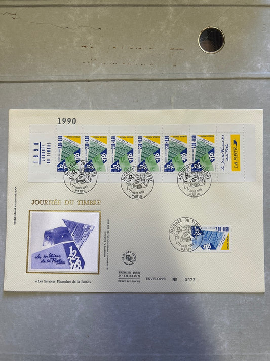 Journée du timbre enveloppe Dépliant Timbre 1er jour Encart Fdc Yvert et Tellier Timbre 1990