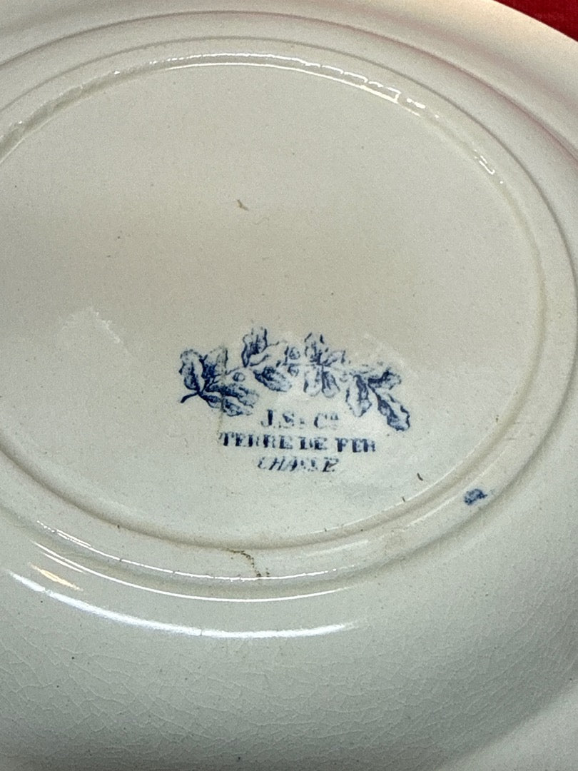 Assiette creuse ancienne Terre de fer Chasse J.s. et Cie