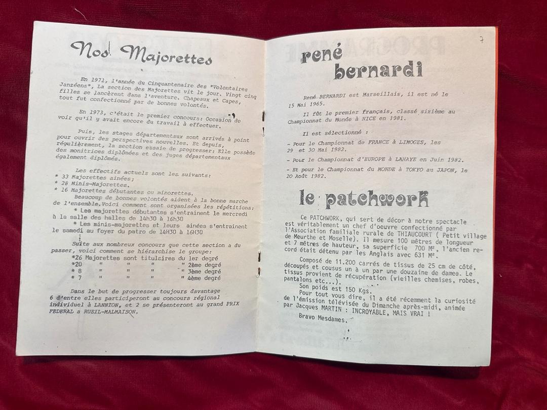 Programme de gala – Janzé 1982 – Souvenir – Majorettes