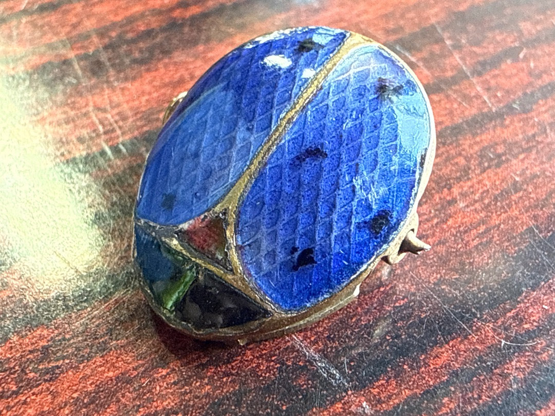 Broche – The Cocinelle – Broches – Émail bleu scarabée