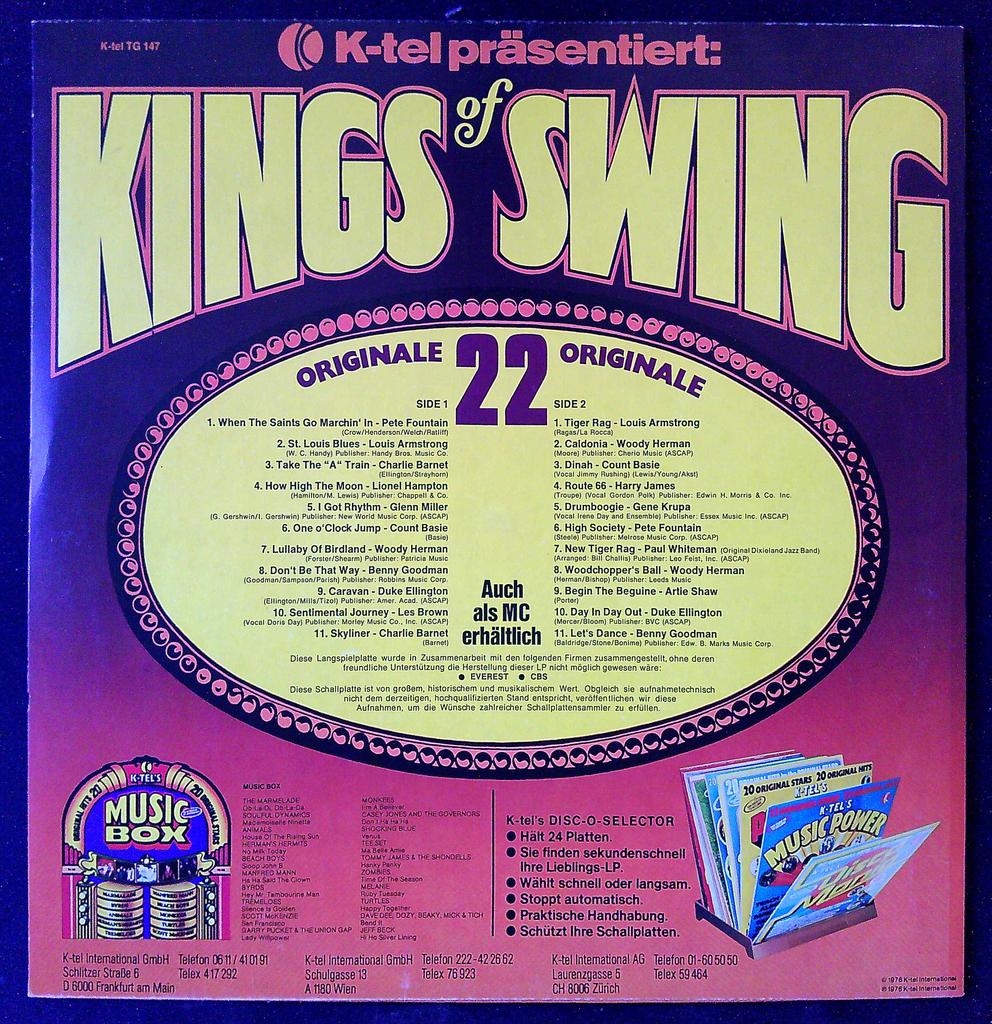 Vinyle Lp K-tel Kings of Swing 22 Originale