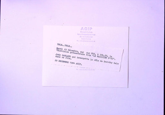 Photographie agence Agip Judy Garland Le Magicien d'oz