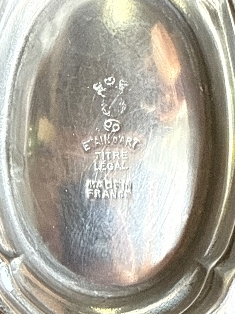 Saucière – Étain d'art – Plat de service – étain vintage