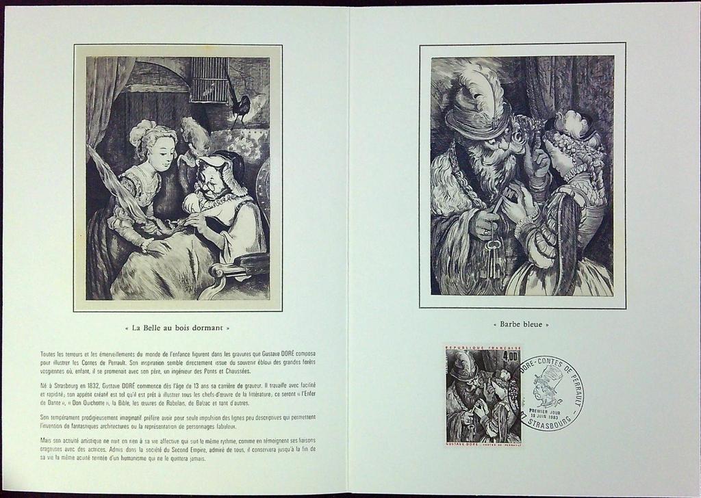 Gustave Doré Contes de Perrault Enveloppe Dépliant Timbre 1er jour Encart Fdc Yvert et Tellier