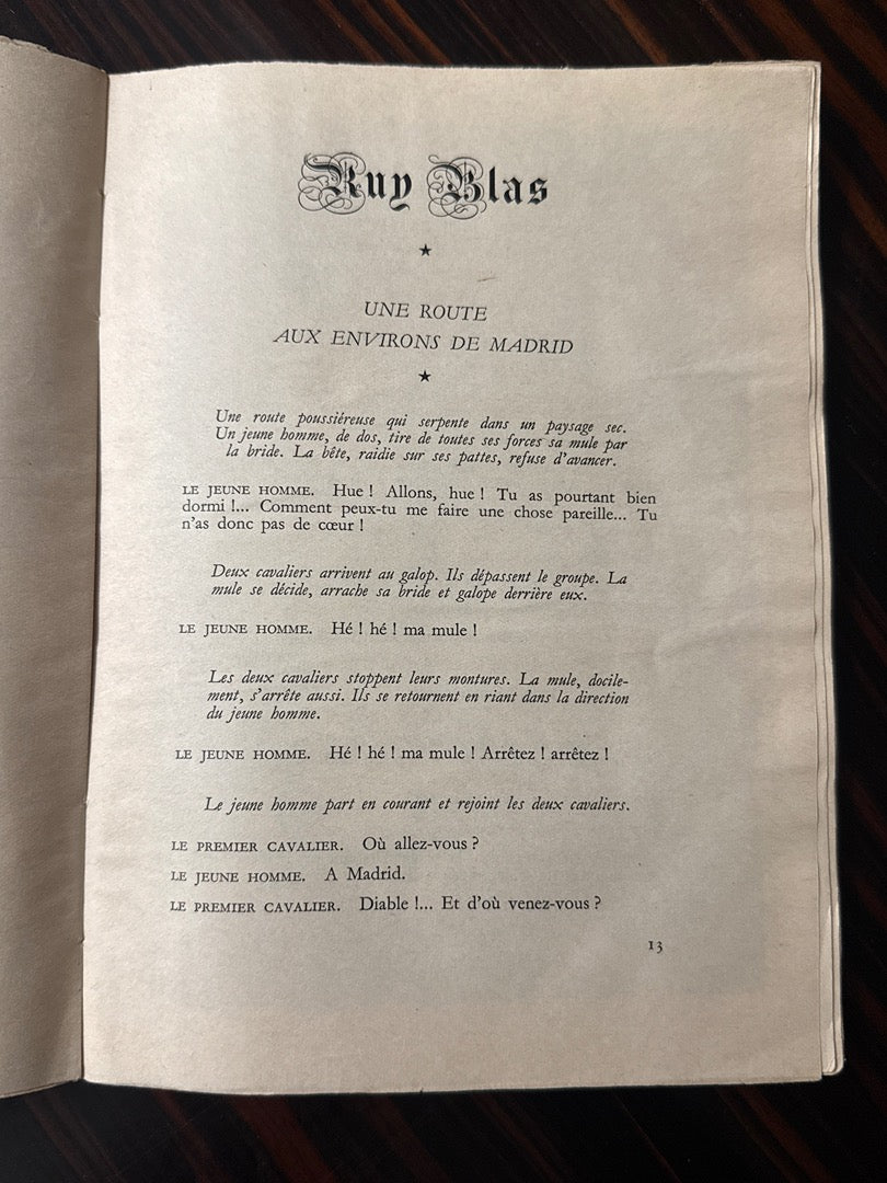 Livre – Ruy Blas Jean Cocteau – Littérature – Édition 1948