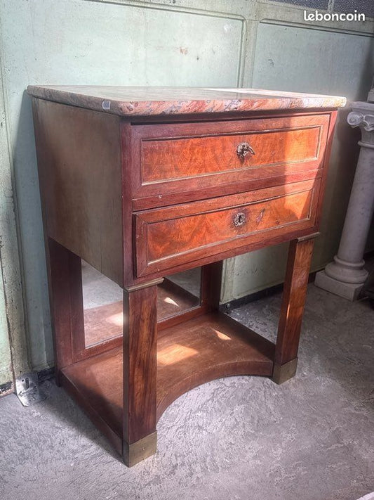 Table de chevet – Style Empire – Mobilier – Rangement marbre miroir