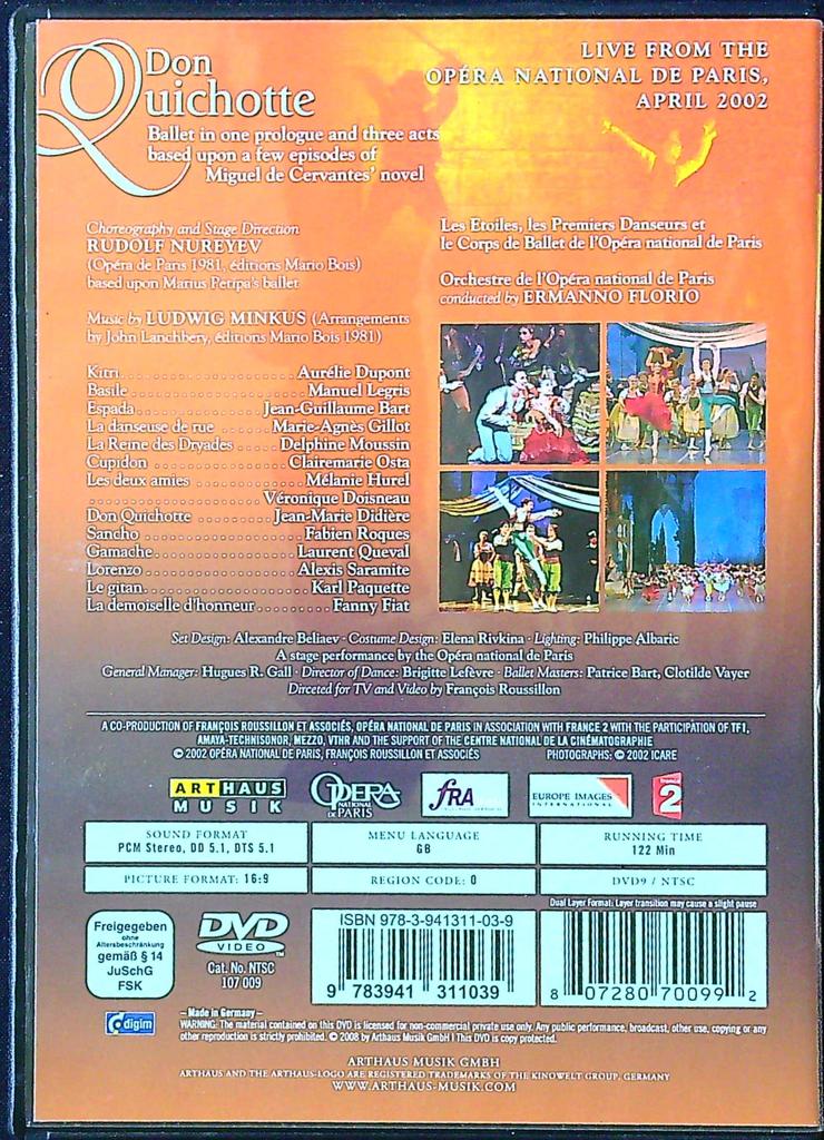 Dvd – Don Quichotte – Divertissement – Noureev Opéra de Paris