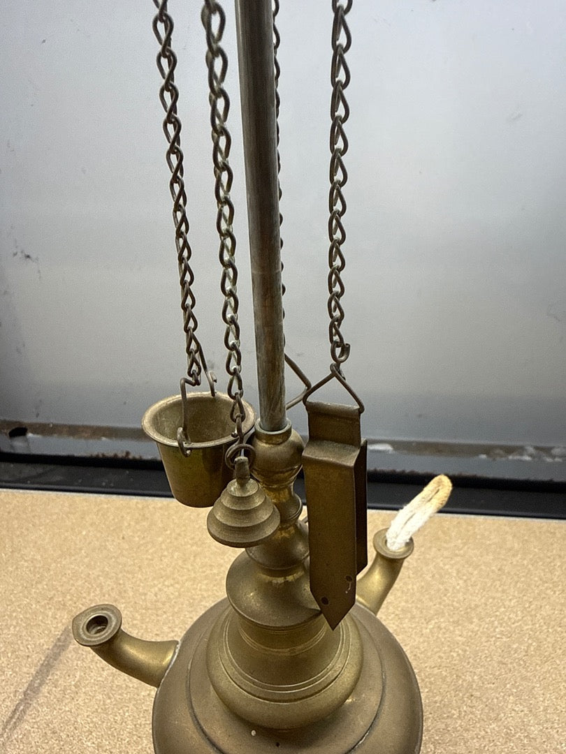 Lampe à huile – Vintage – Luminaire – En laiton à trois becs
