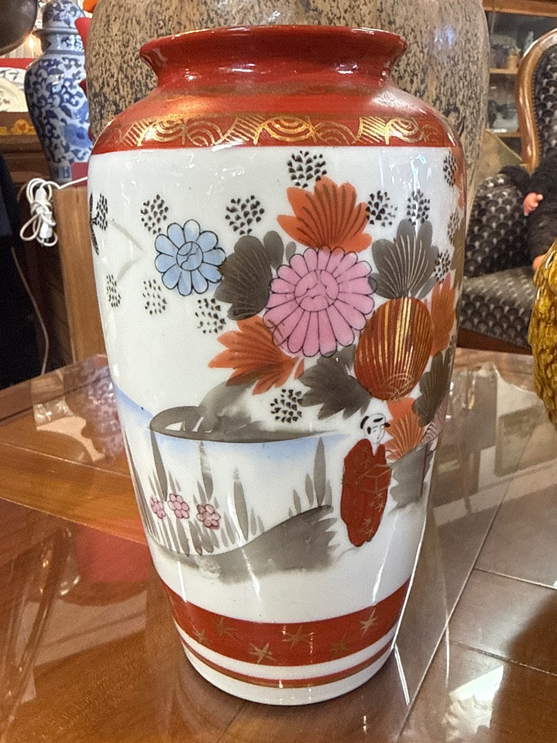 Vase Kutani – Porcelaine – Ornements – Rouge et or