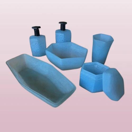 Set De Toilette – Vintage – Accessoires Maison – Verre Bleu Opale