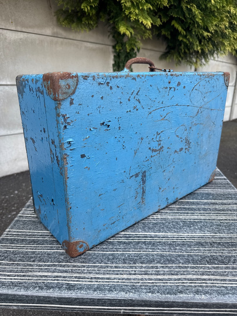 Valise en bois – Coulier Auguste – Bagagerie – Bleue vintage