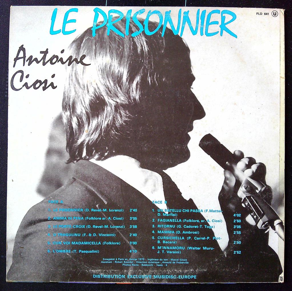 Vinyle – Antoine Ciosi Le Prisonnier – Musique – 33 tours