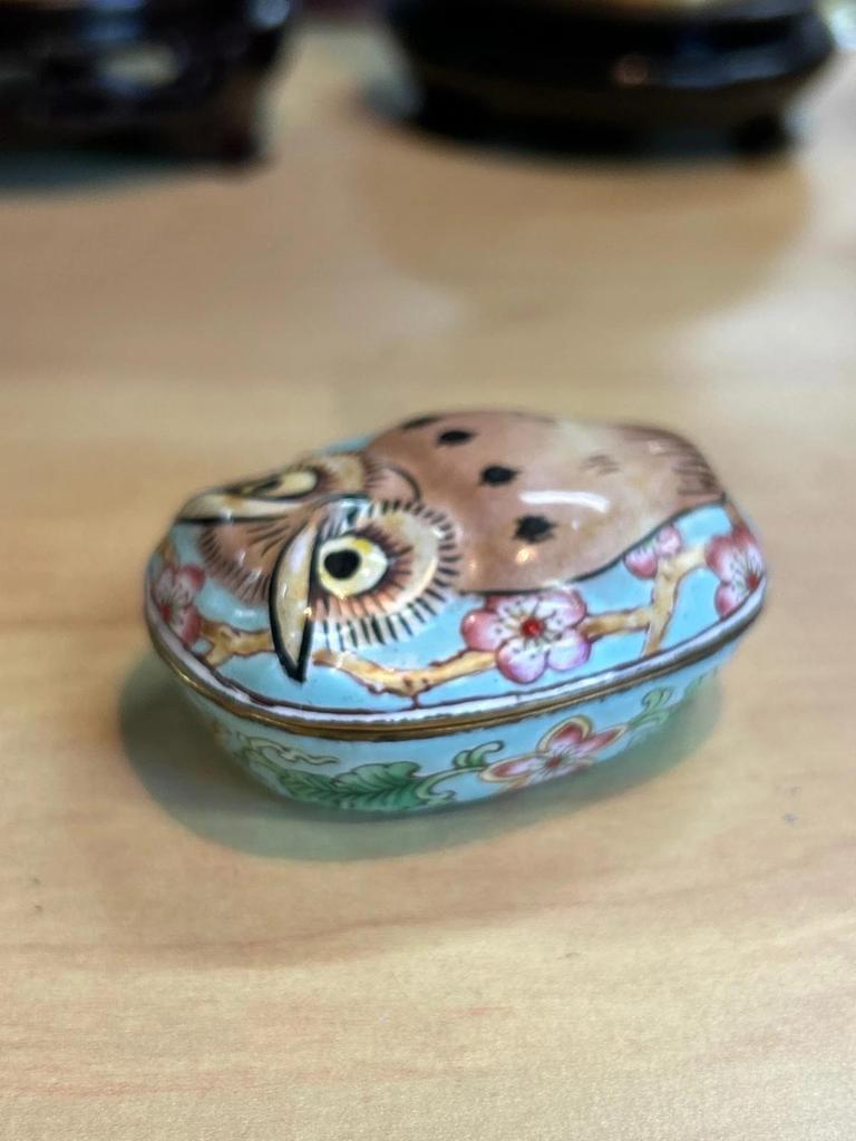 Boite vintage en email Chouette / Hibou