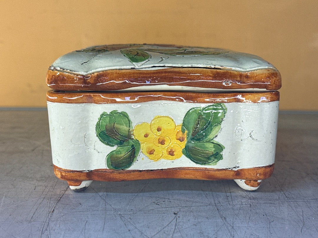 Boîte en céramique Deruta Italy – Motif oiseau et fleurs