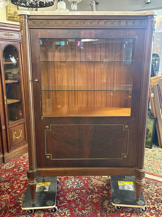 Vitrine ancienne bois marbre – Meuble vintage