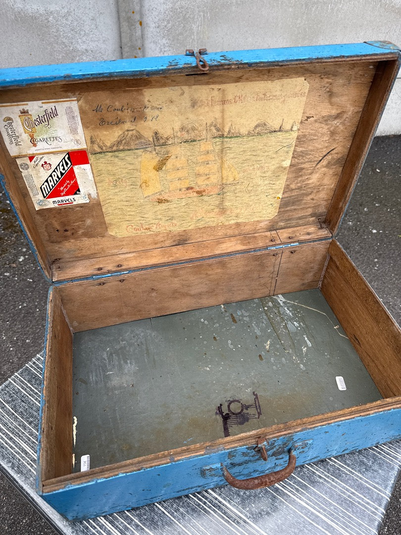 Valise en bois – Coulier Auguste – Bagagerie – Bleue vintage