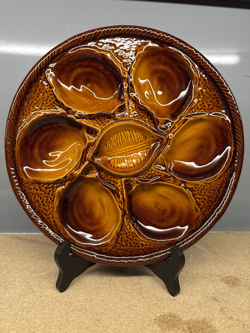 Assiettes à Huîtres – Saint Clément – Arts de la Table – En Céramique Marron Vintage