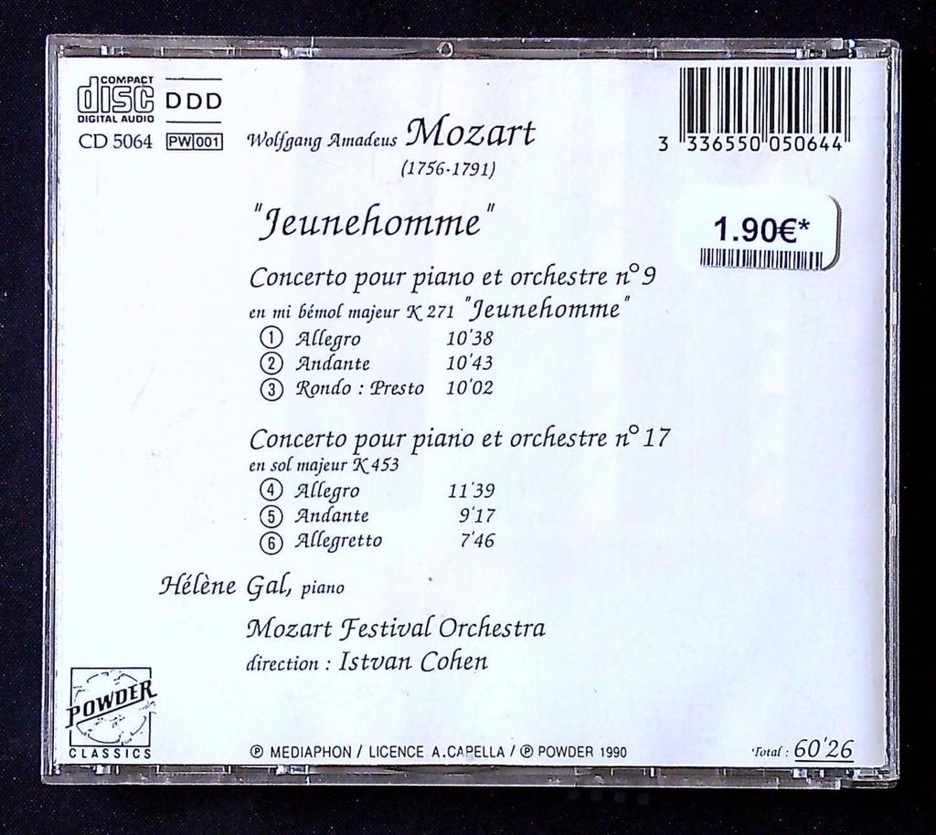 Cd – Mozart Jeunehomme – Musique – Concerto pour piano