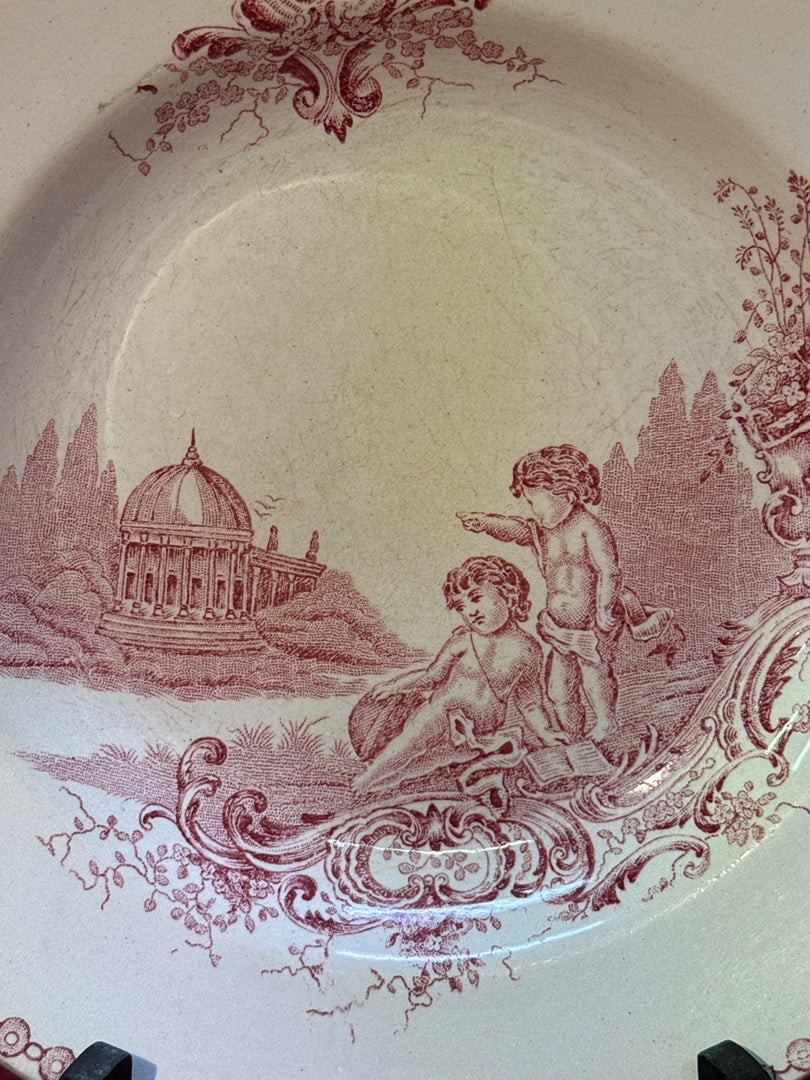 Assiette creuse ancienne Boch Frères motif paysager