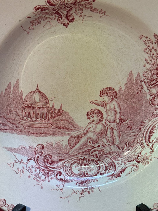 Assiette creuse ancienne Boch Frères motif paysager