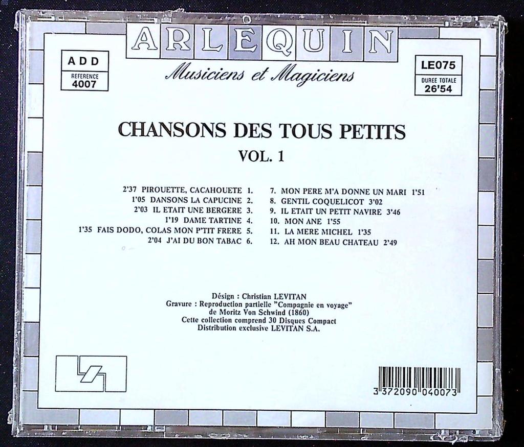 Cd – Arlequin Chansons des tous petits – Musique – Comptines