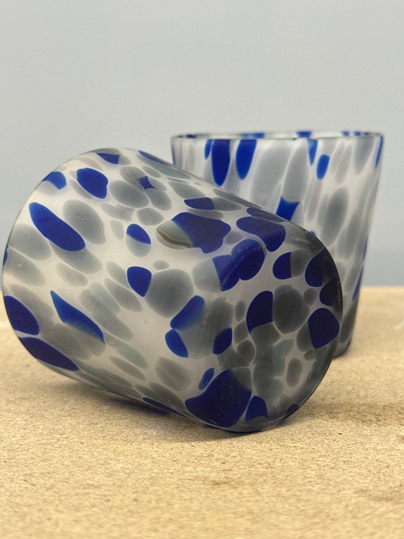 Gobelets – Art de la table – Verre moucheté bleu