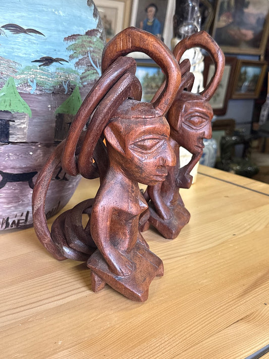 Ornement couple bois brun – Art africain – Décoration
