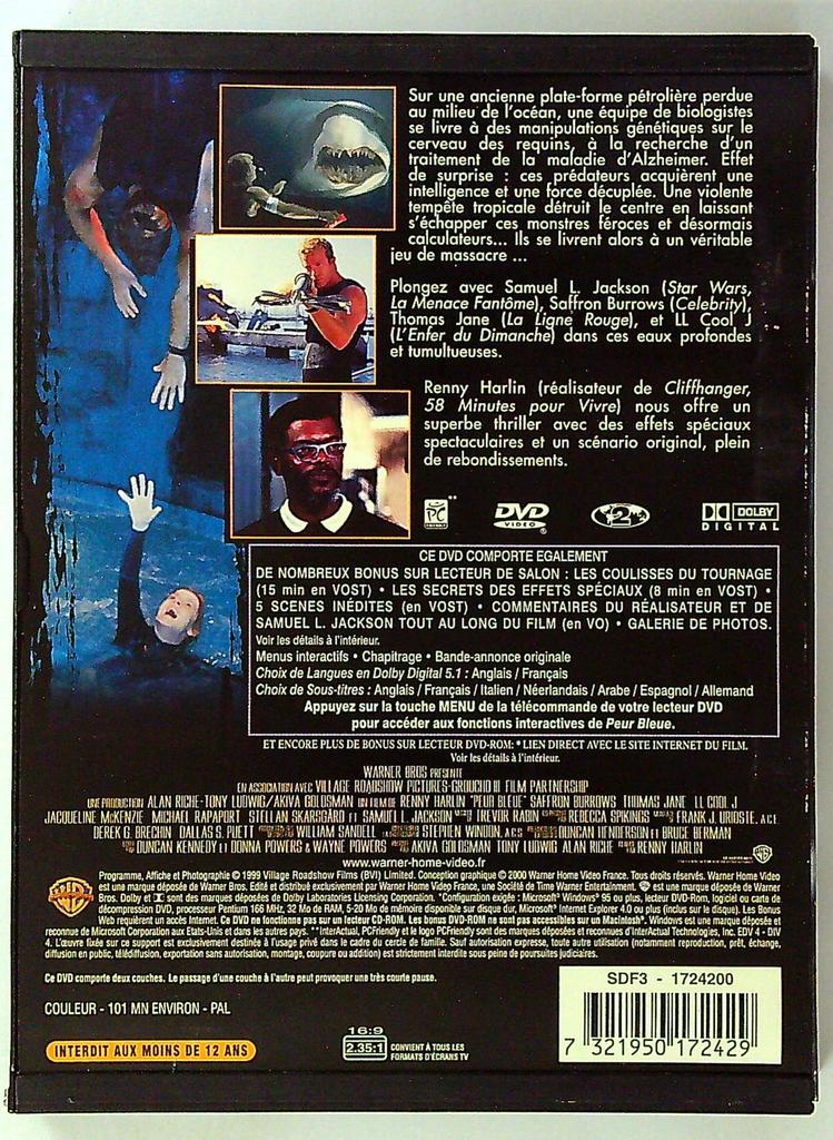 Dvd Peur Bleue film thriller horreur Samuel L. Jackson
