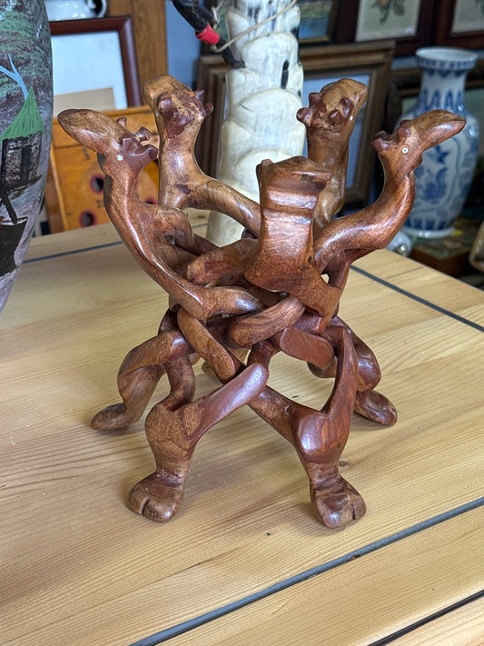 Support En Bois Sculpté – Artisanat – Décoration – Têtes de chameau