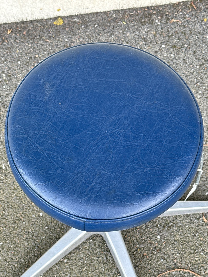 Tabouret de bureau - Vintage - Mobilier - Assise simili bleu