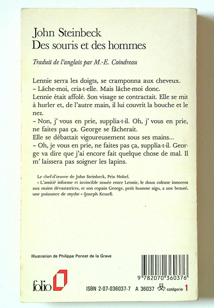Des souris et des hommes john Steinbeck Folio
