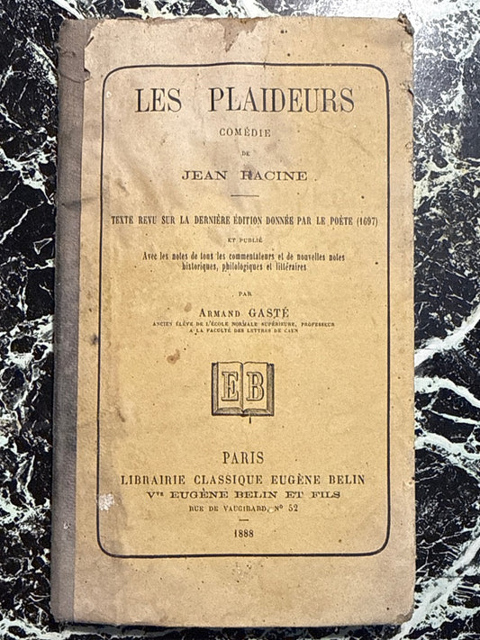 Livre – Les Plaideurs Jean Racine – Belin – Ancien Édition 1888